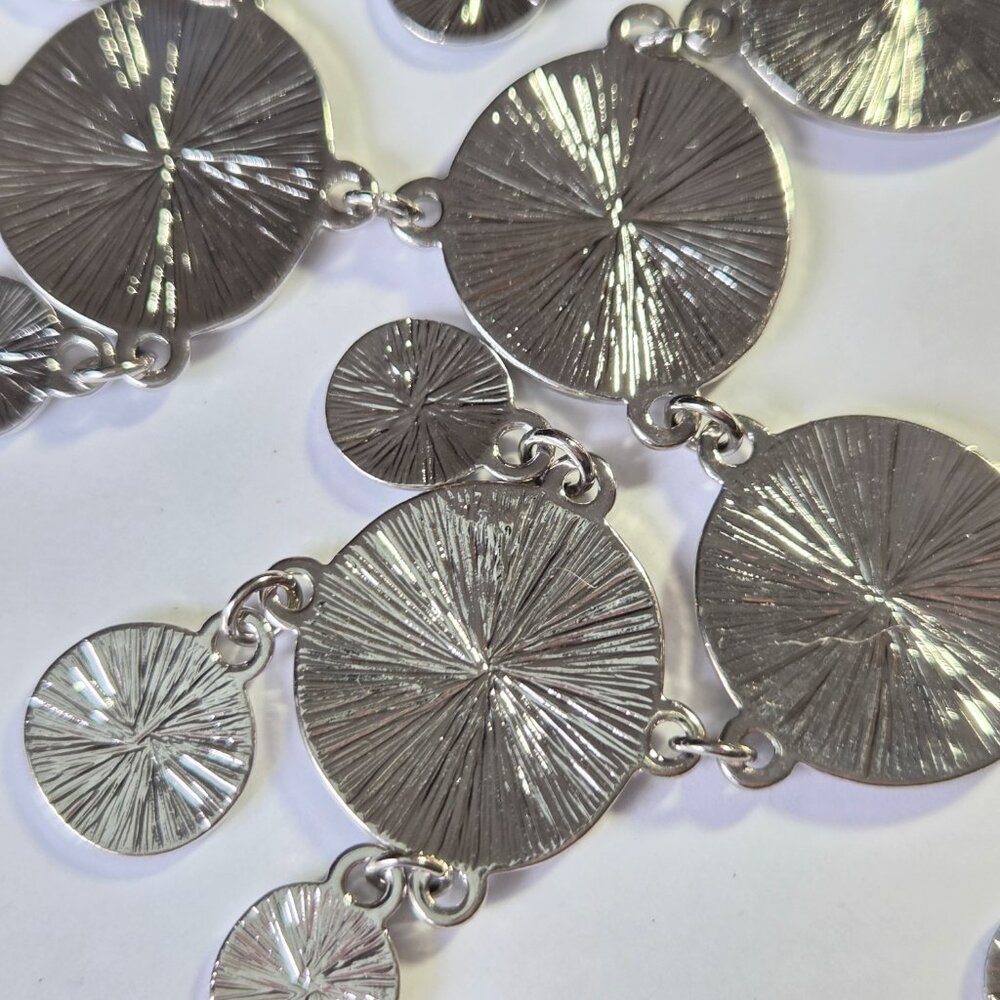 Silver Tone Textured Reversible Statement Bib Nec… - image 4